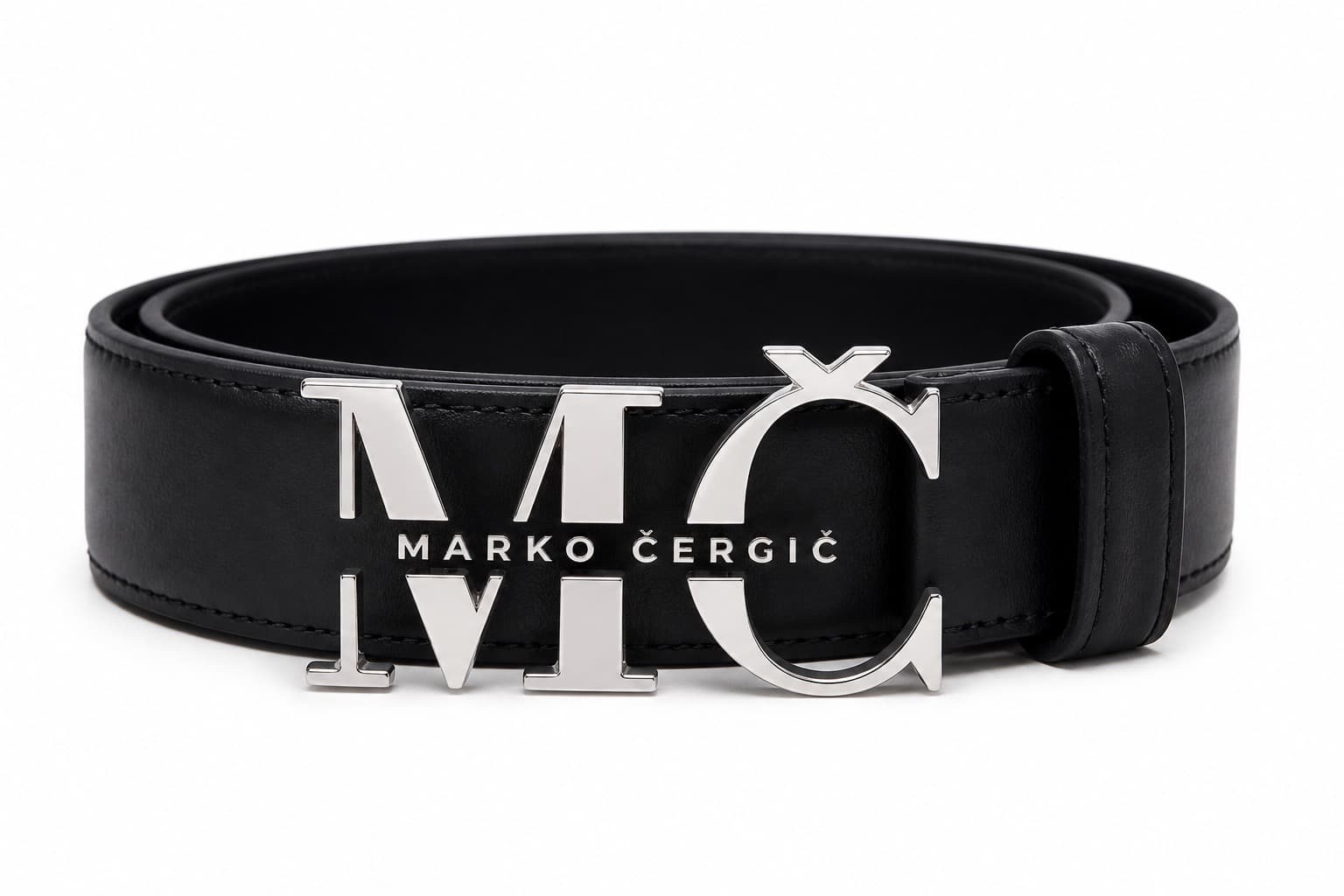 Black MČ logo belt product front